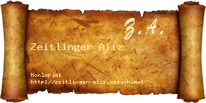 Zeitlinger Aliz névjegykártya